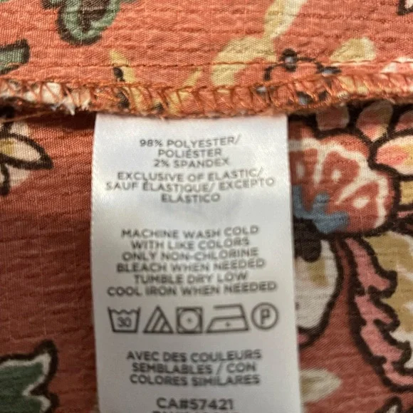 Ann Taylor LOFT X-Large Women Blouse Top Floral Multicolor V-Neck‎ Long Sleeve - Picture 4 of 9